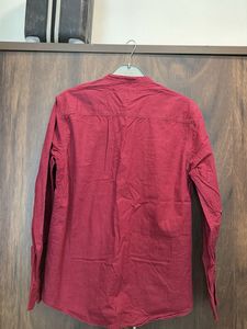 Maroon Band Collar Casual Shirt