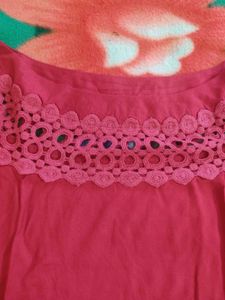 Maroon Laced Design Stylish Sleeve Top