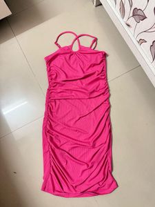 Hot Pink Ruched Bodycon Mini Dress