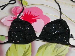 (1300)Shein Black Glitter Bikini Top