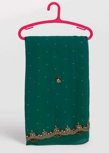 Green Saree With Cutwork Along Blouse