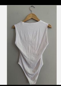 ZARA White Square Neck Bodysuit