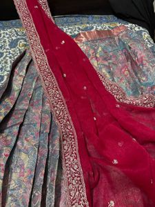 Red &amp; Grey Lehenga