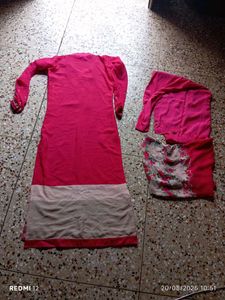 Pink Embroidered Kurti Set
