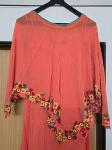 Ethnic Dress With Poncho