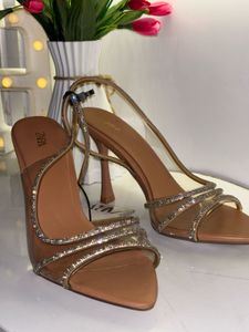 ZARA Rhinestone Open Toe Heels