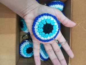 Handmade Crochet Evil Eye Keyrings