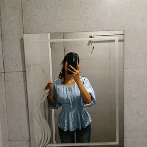Babyblue Floral Cute Top (Women&#39;s)