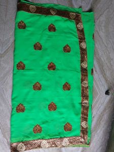 Green Embroidered Saree