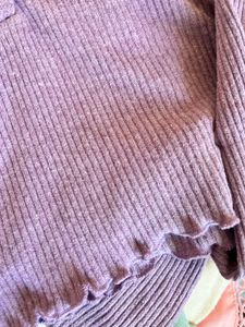 Purple Ribbed Long Sleeve Top