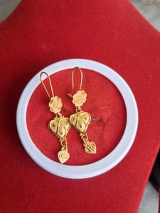 Floral Heart Drop Earrings 22crt Gold