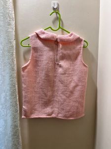 Pink Tweed Sleeveless Top
