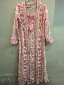 Pure Chikankari Kurta With Pearl Embroidery