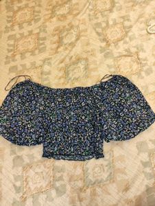 Blue Floral Off-Shoulder Top