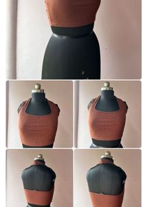 Halter Ribbed  Brown Top