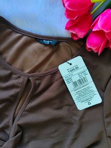 Brown Long Sleeve Crop Top