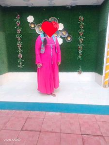 Pink Maxi Dress with Embroidered Vest