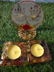 Resin Art Diwali Showpiece Pc 2 Beautiful Candles