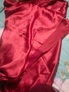 Deep Pink Satin Saree Ready To Wear