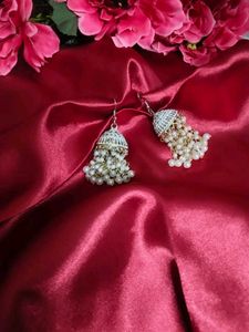 Party Wear Pearl White Jhumka