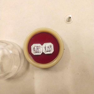 Pure Silver Square Shape AD Studs/Earrings 1 pair