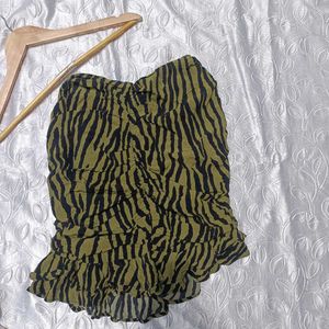 Zara Print Ruched Mini Skirt