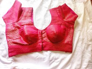 Pink Brocade Saree Blouse