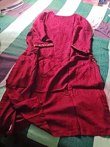 Maroon Embroidered Kurti