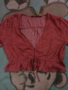 Red Floral Crop Top