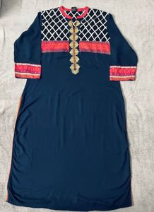 SOCH - Ethnic Golden Embroidered Blue Kurta
