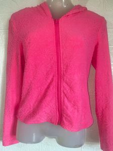 Pink Floral Zip-Up Hoodie