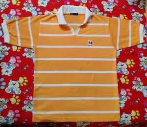 Orange Striped Polo T-shirt