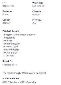 Allen Solly Trousers - Size 32