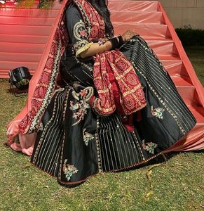 Black lehenga With Chunri Print dupatta