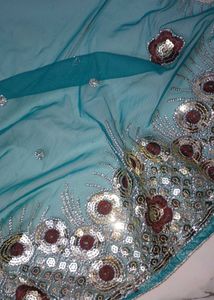 Whole Saree Set! Vintage Green! Sparkly Sequence