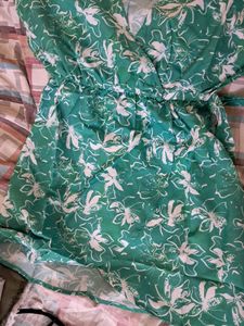 Floral Green Wrap Dress