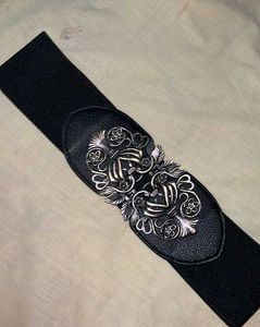 Branded Black Embellished Belt