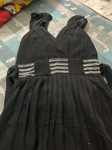 Black Chiffon Dress with Embellishments