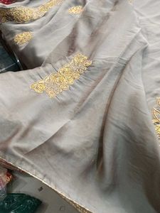 Elegant Embroidered Saree (Issue)