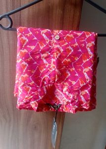 Pink Zig-Zag Print Kurti Pant Set