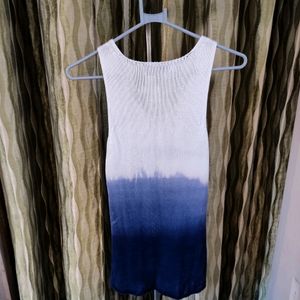 Pre-loved Vero Moda White and Blue Ombre-dyed Top