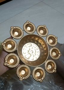 Brass &amp; Metal Flower Shape Diya