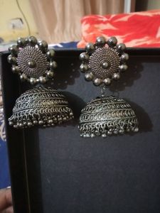 Oxidized Silver Jhumkaa