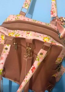2 in 1 .Floral Print Backpack with bow