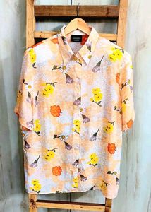 Light Orange Printed Shirt Size-42