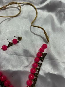 Pink Beaded Necklace Set