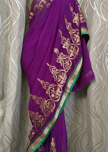 Purple Embroidered Saree