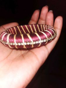 Maroon &amp; Stone Thread Bangle