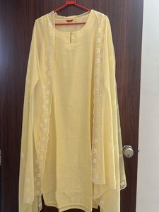 W Shiny Yellow Kurta Set(Only Dupatta & Kurti )