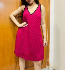 Maroon Plaid Mini Dress